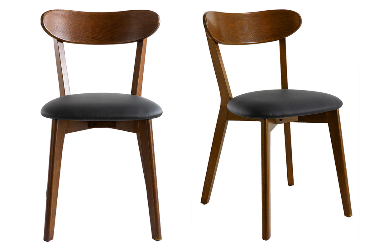 Chaises vintage en bois fonc� et noir (lot de 2) DOVE