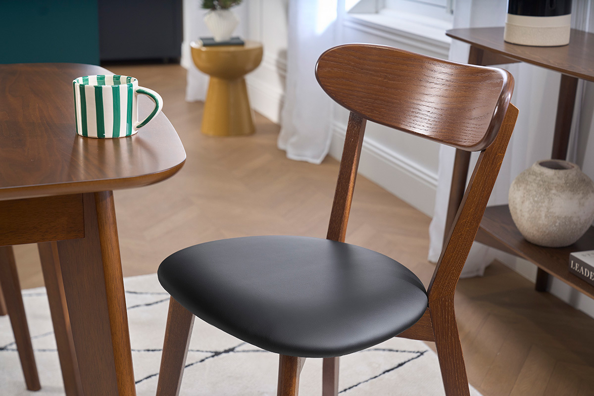 Chaises vintage en bois fonc� et noir (lot de 2) DOVE