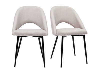Chaises vintage en tissu effet velours textur&eacute; beige et m&eacute;tal noir (lot de 2) COSETTE
