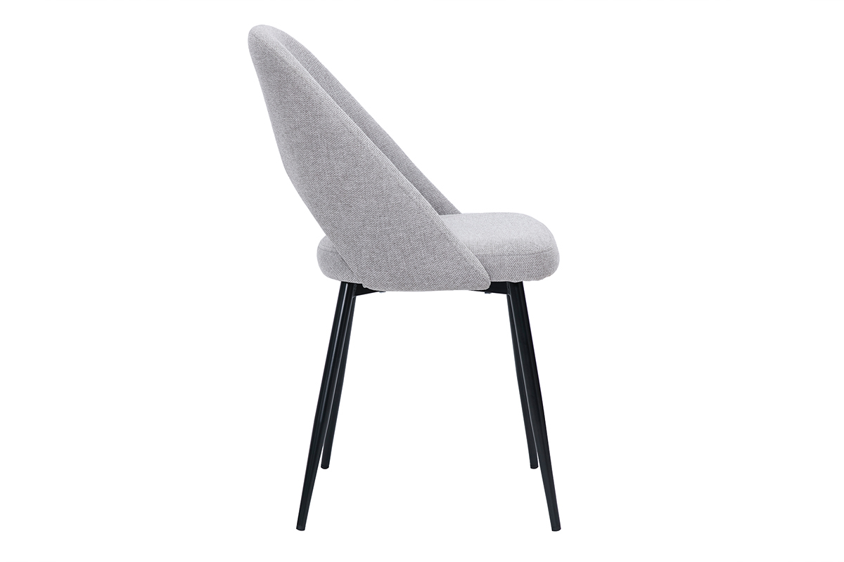 Chaises vintage en tissu effet velours textur� gris et m�tal noir (lot de 2) COSETTE