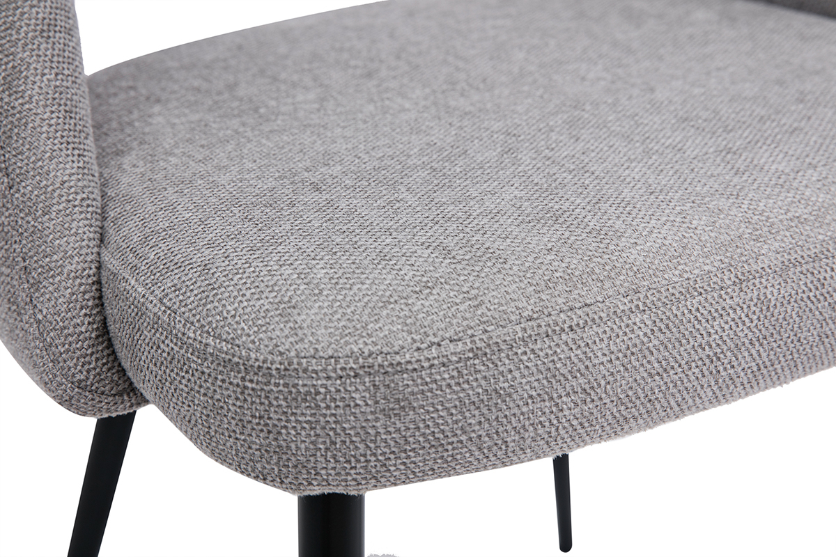 Chaises vintage en tissu effet velours textur� gris et m�tal noir (lot de 2) COSETTE