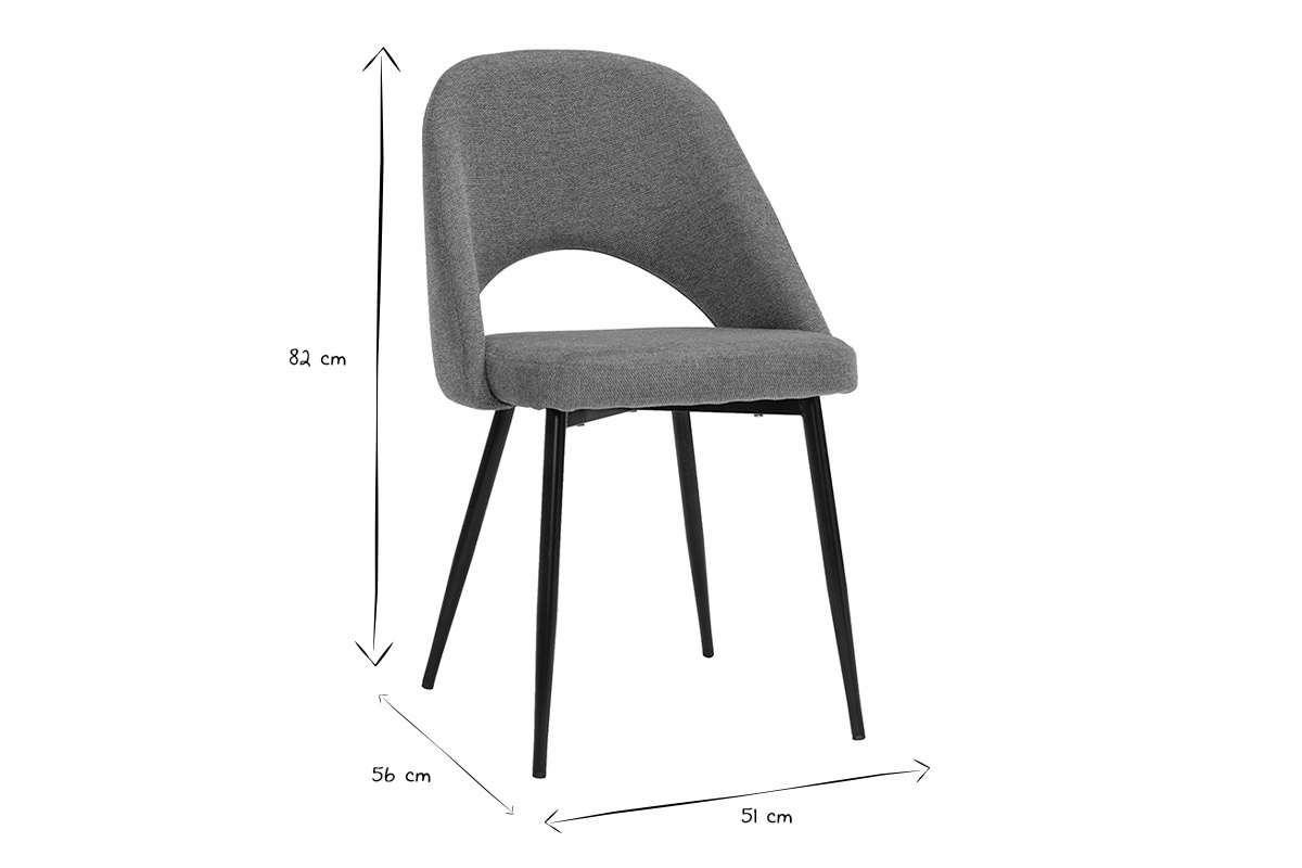 Chaise avec dimensions 82x56x51 cm noir et blanc