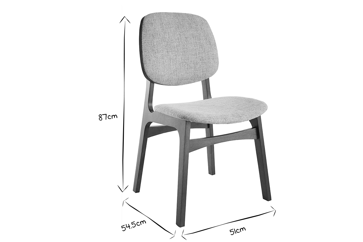 Chaises vintage en tissu gris clair et bois fonc� (lot de 2) SOQUETTE