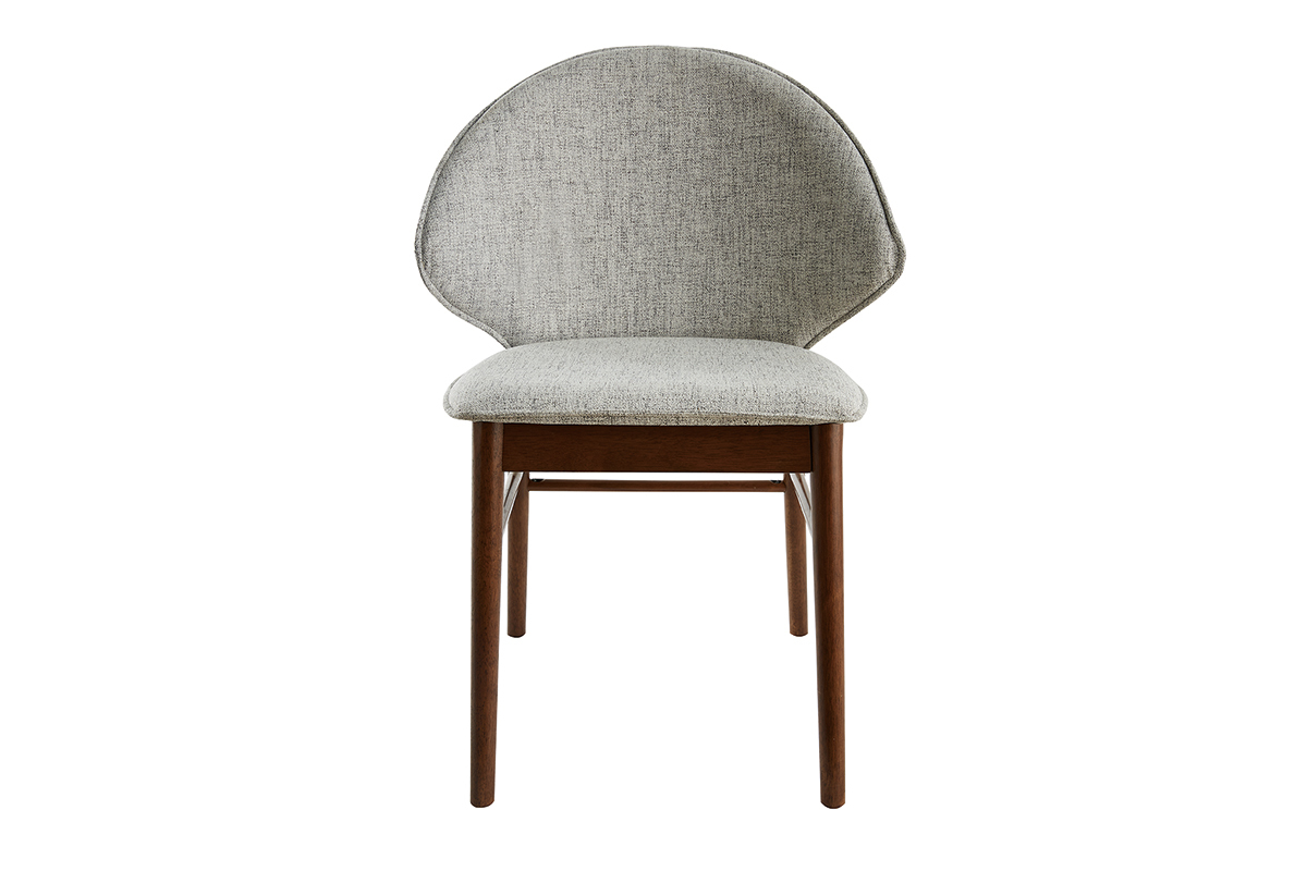 Chaises vintage en tissu gris clair et bois fonc� (lot de 2) SPIKE