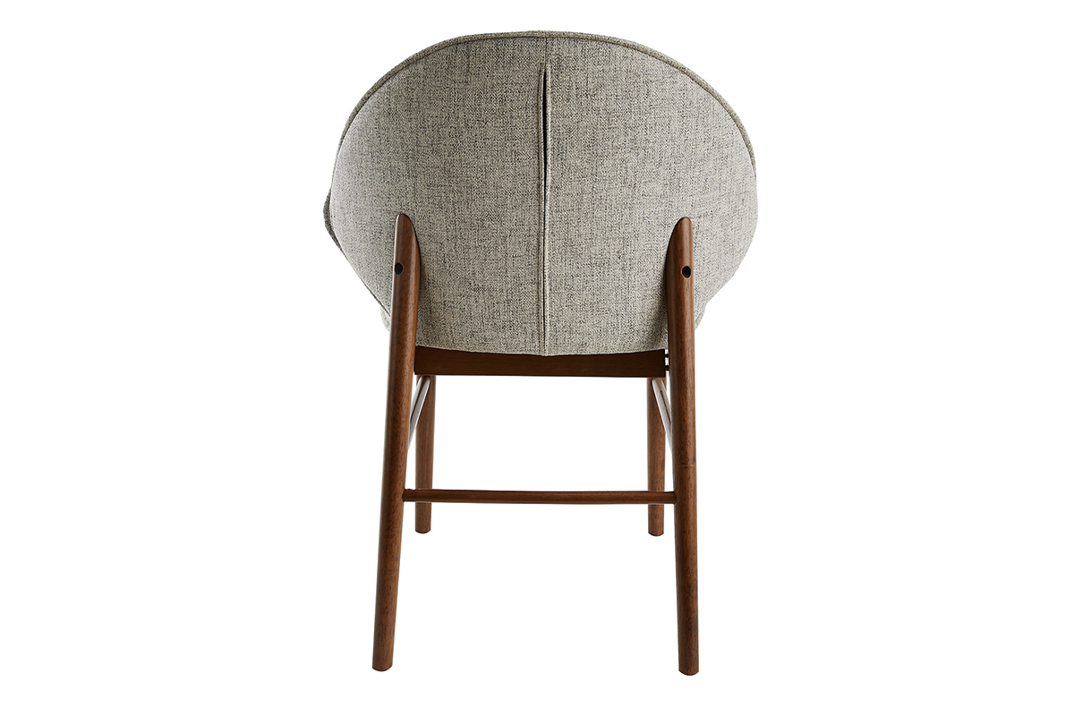 Chaises vintage en tissu gris clair et bois fonc� (lot de 2) SPIKE