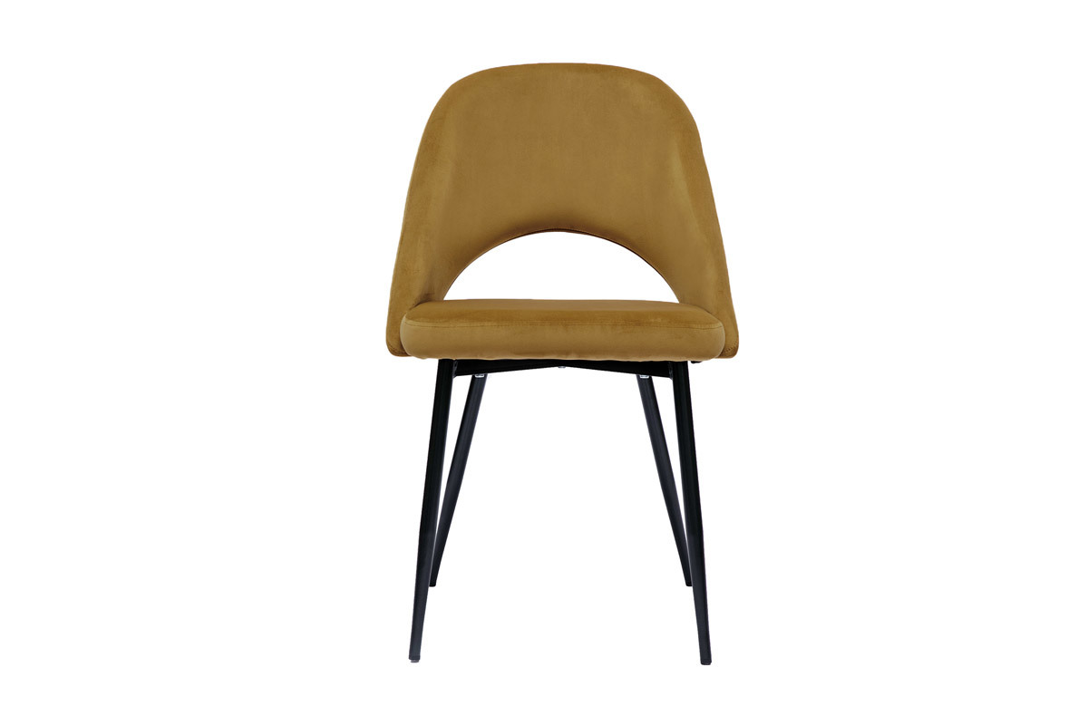 Chaises vintage en tissu velours bronze et m�tal noir (lot de 2) COSETTE