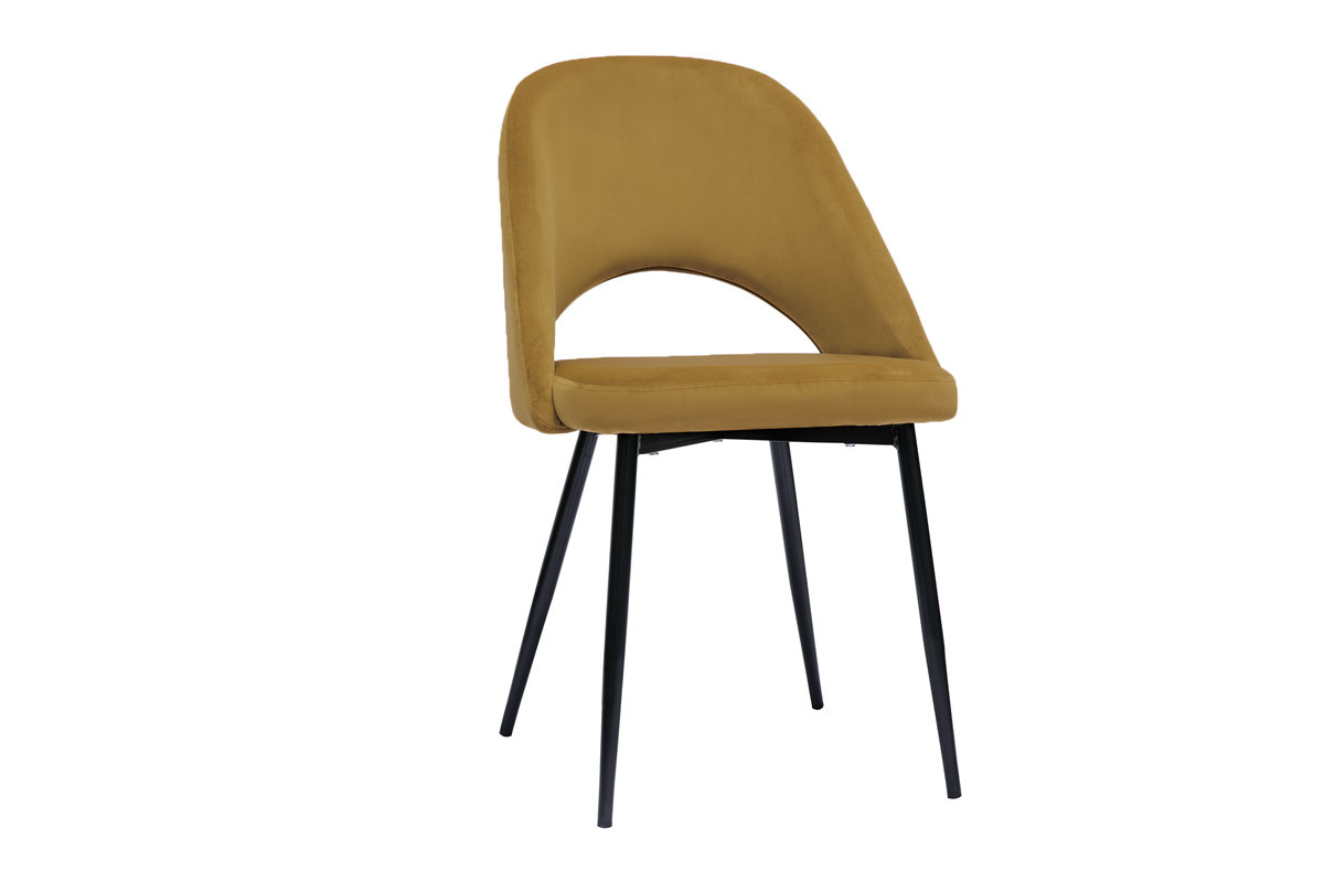 Chaises vintage en tissu velours bronze et m�tal noir (lot de 2) COSETTE
