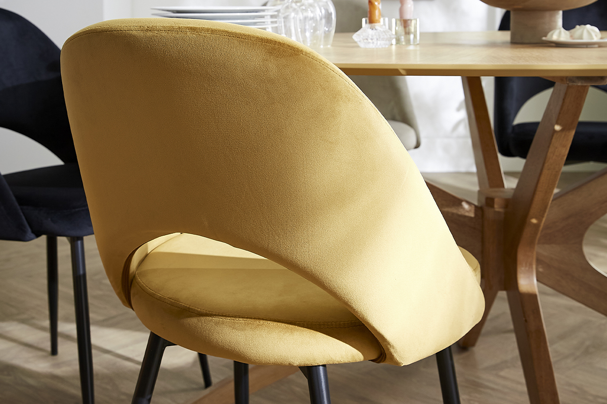 Chaises vintage en tissu velours bronze et m�tal noir (lot de 2) COSETTE