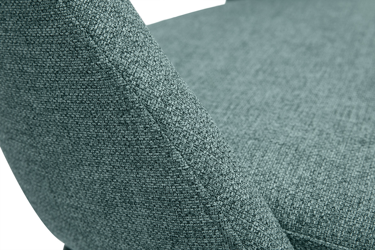 D�tail d'une chaise en tissu vert de gris avec dossier courb�, style vintage.