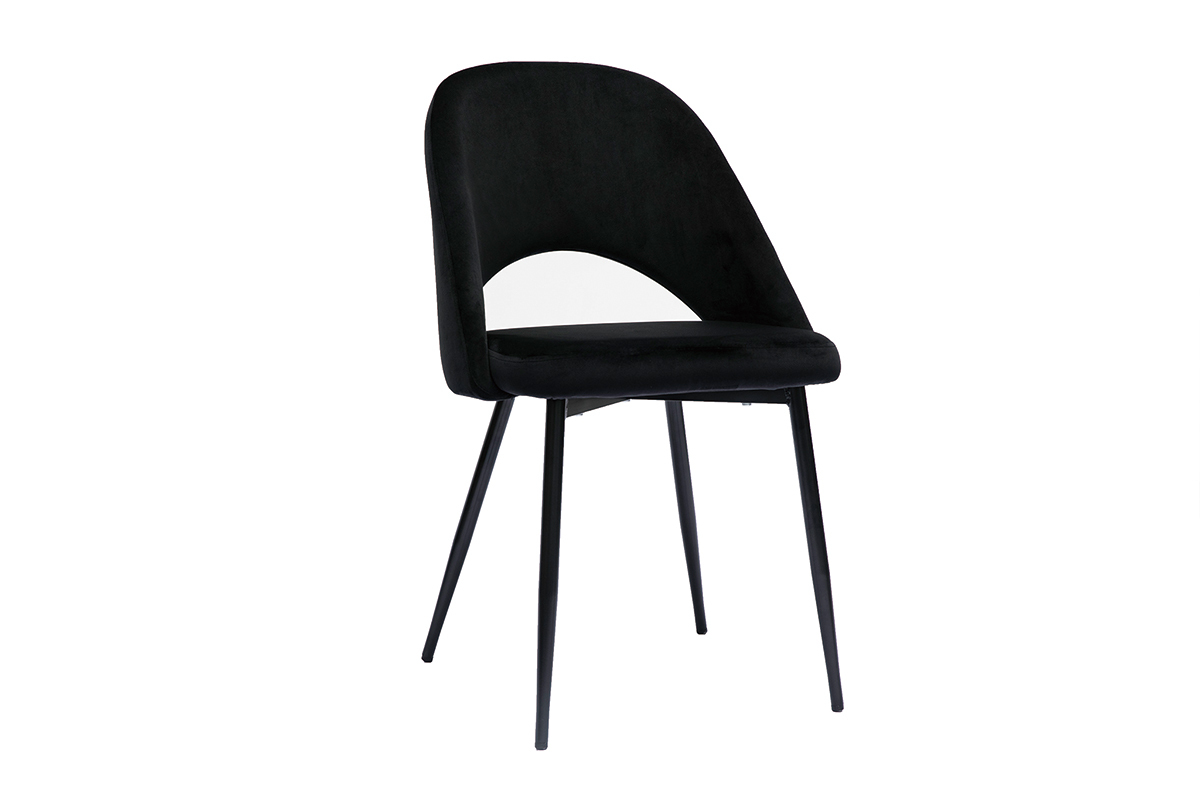 Chaises vintage noires en tissu velours et m�tal (lot de 2) COSETTE
