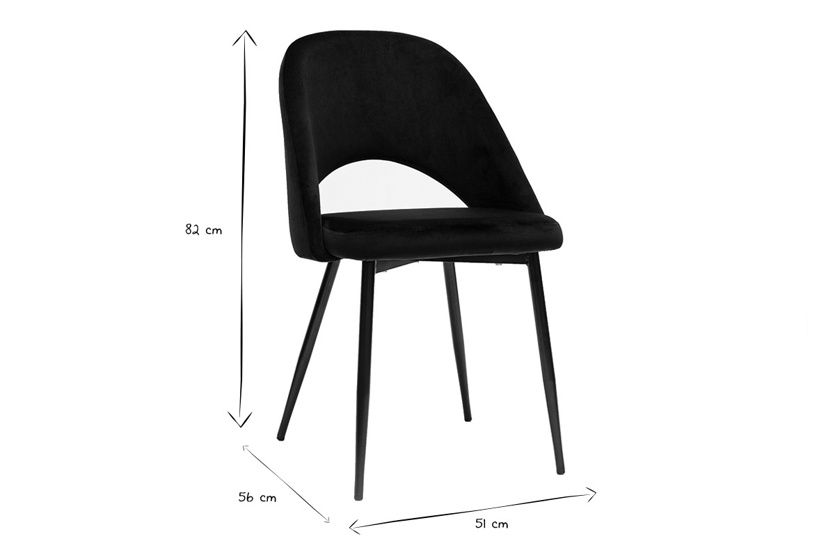 Chaises vintage noires en tissu velours et m�tal (lot de 2) COSETTE