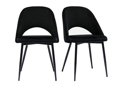 Chaises vintage noires en tissu velours et m&eacute;tal (lot de 2) COSETTE