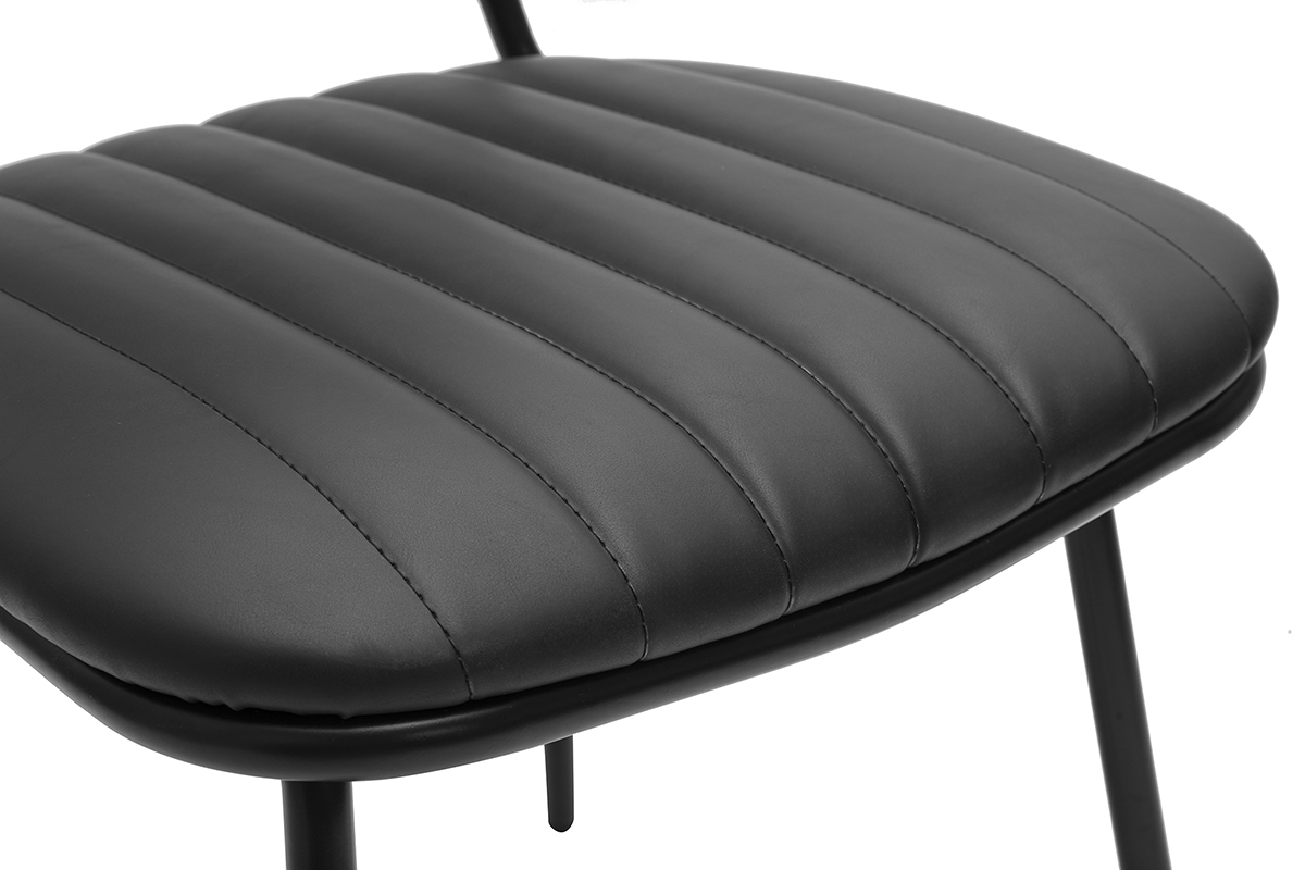 Assise de chaise vintage noire GALWAY avec rembourrage ray�, vue rapproch�e