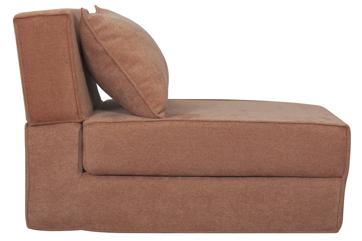 Chauffeuse 1 place convertible en tissu effet velours terre br�l�e VICTOR
