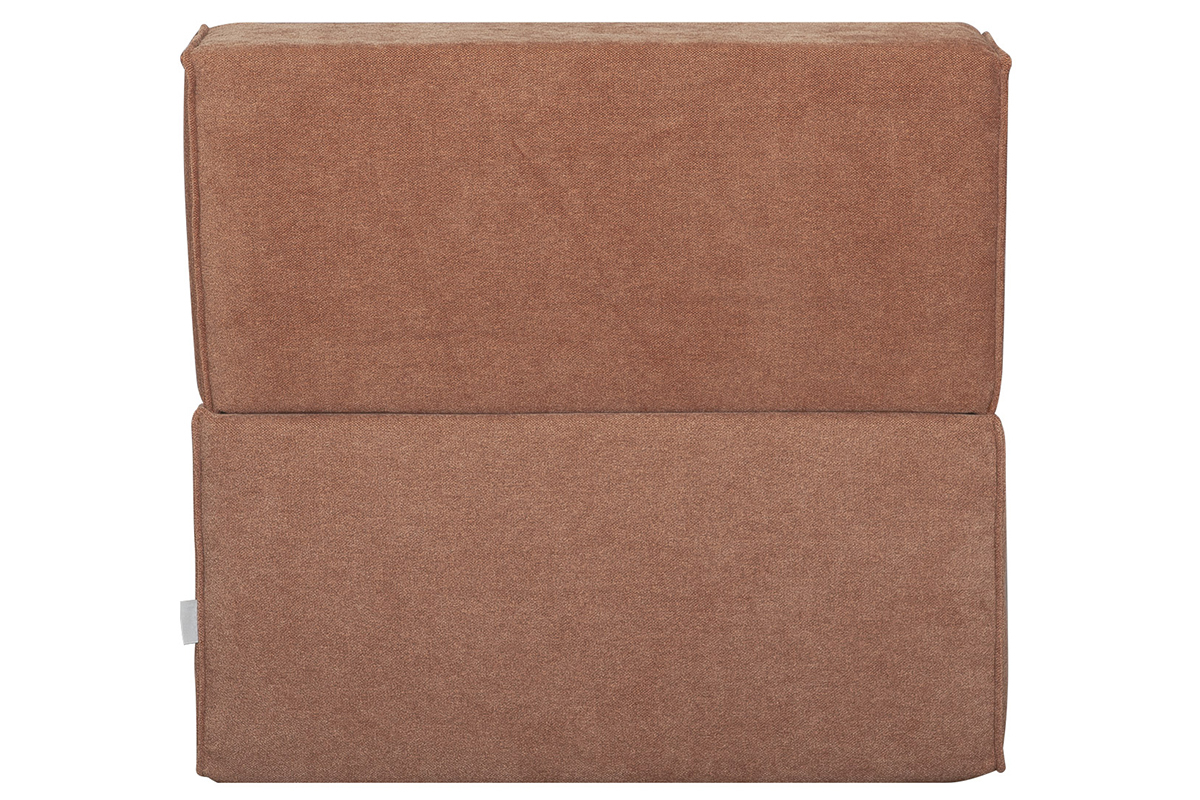 Chauffeuse 1 place convertible en tissu effet velours terre br�l�e VICTOR