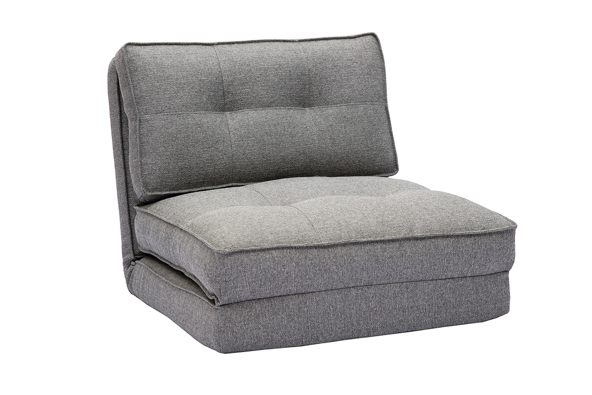 Chauffeuse 1 place convertible en tissu gris chin� SALLY