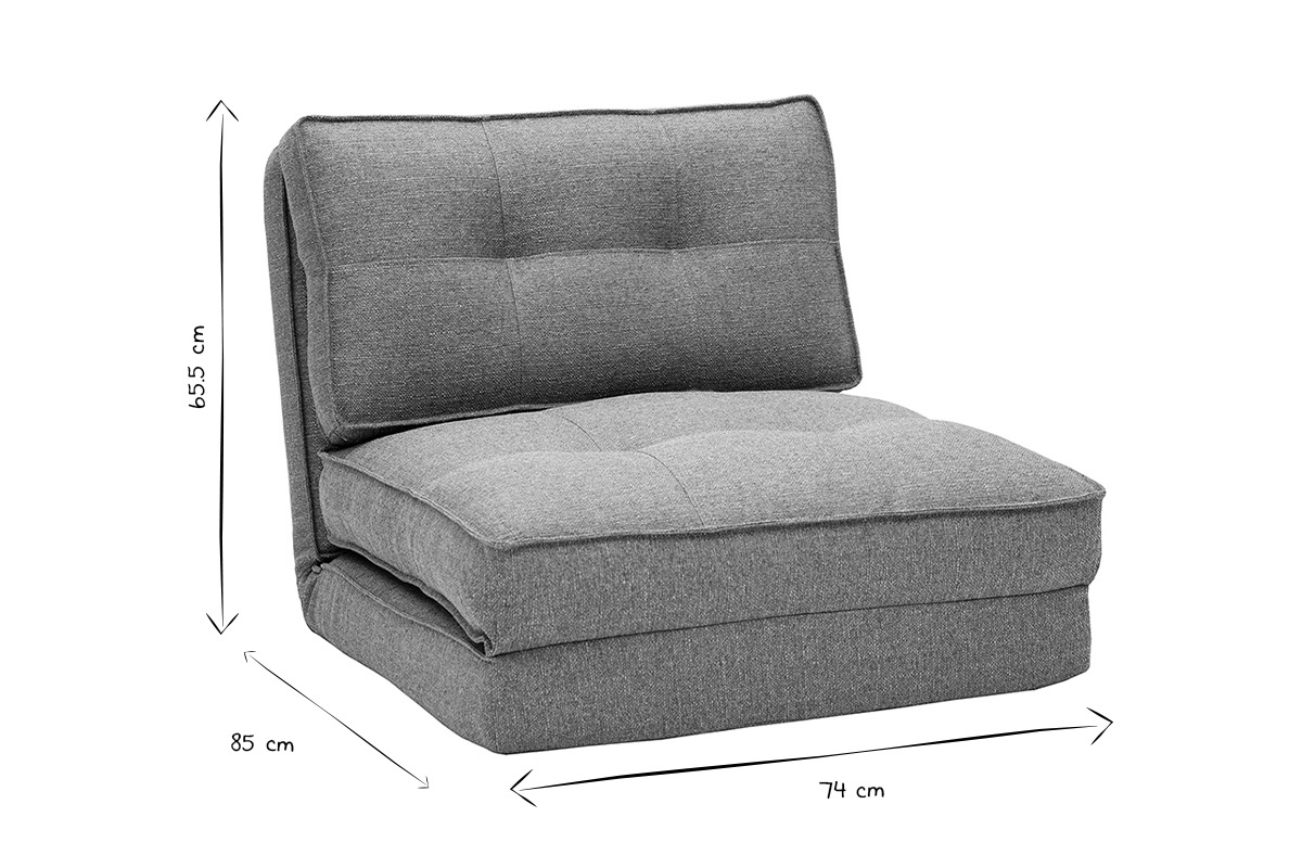 Chauffeuse 1 place convertible en tissu gris chin� SALLY