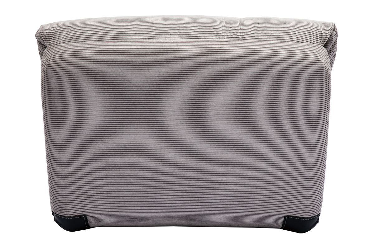 Chauffeuse 1 place convertible en tissu velours c�tel� gris clair SPENCER
