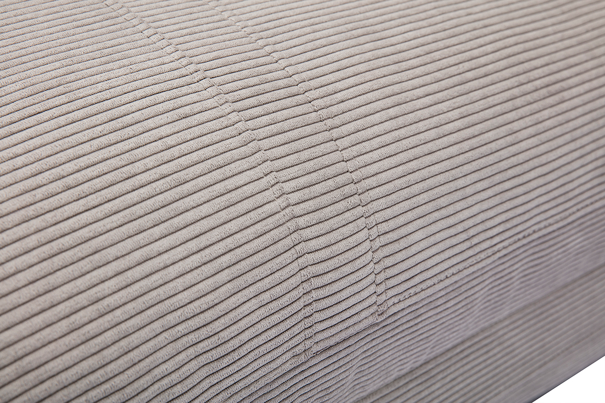 Chauffeuse 1 place convertible en tissu velours c�tel� gris clair SPENCER