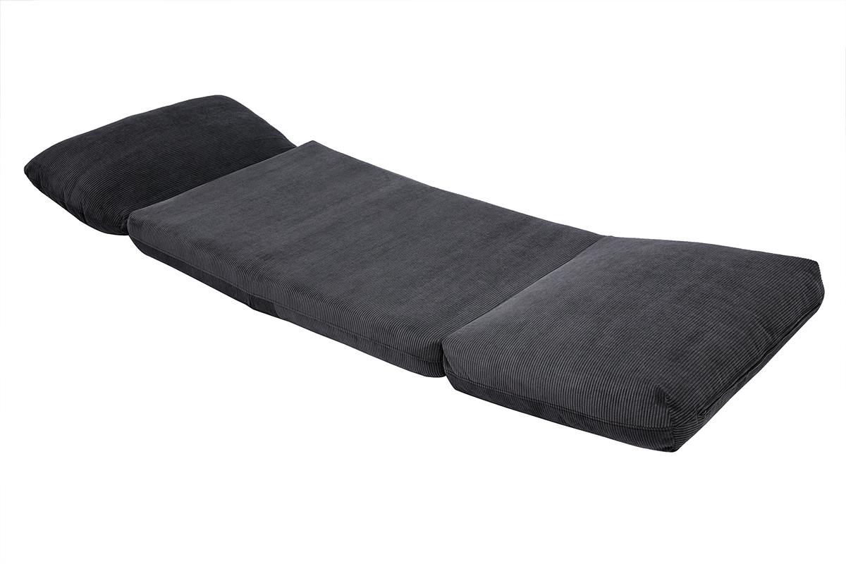 Chauffeuse SPENCER convertible en tissu velours c�tel� gris fonc�, vue de dessus