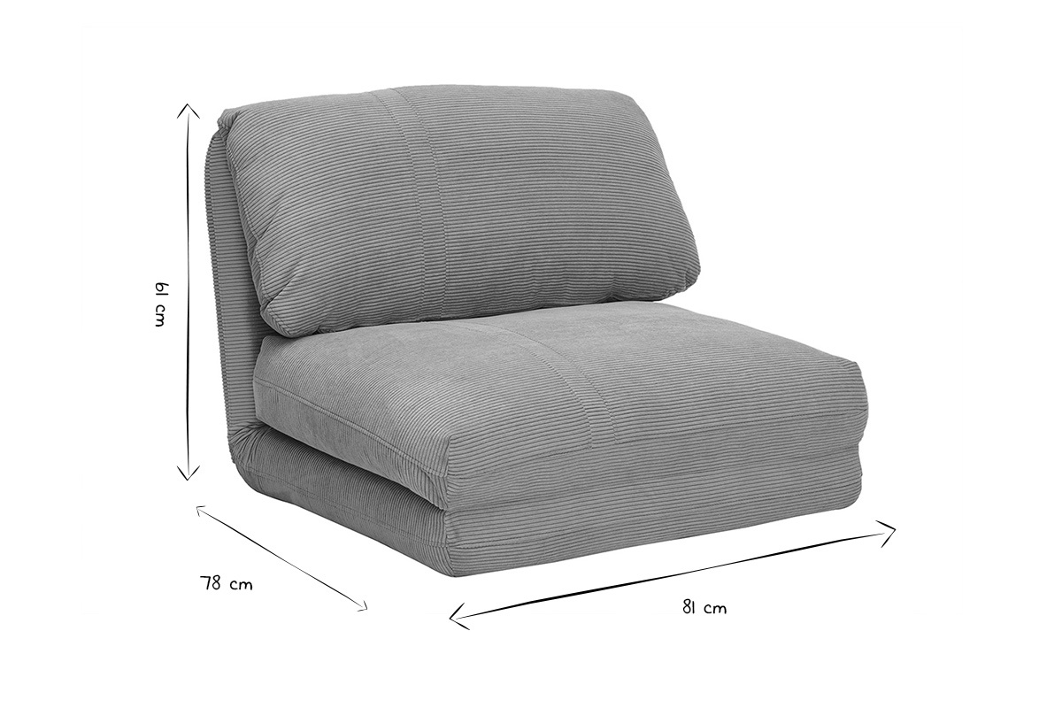 Chauffeuse 1 place convertible en tissu velours c�tel� jaune curry SPENCER