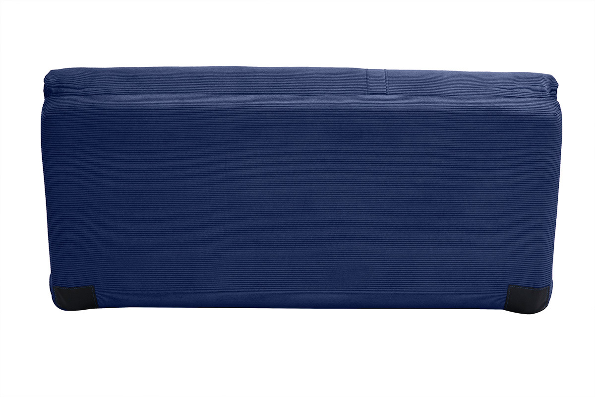 Chauffeuse convertible 2 places SPENCER en velours c�tel� bleu fonc�, vue arri�re.