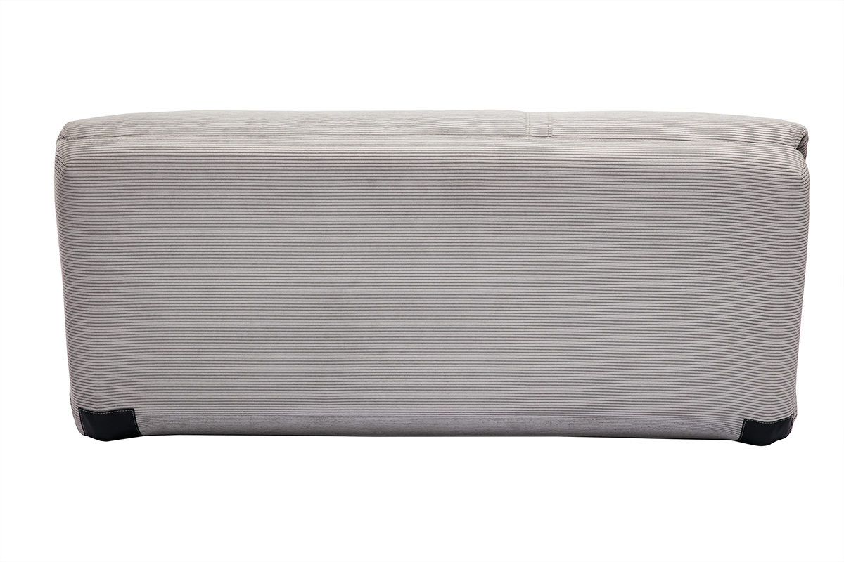 Chauffeuse convertible 2 places en tissu velours c�tel� gris clair SPENCER