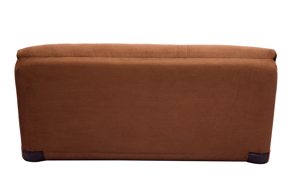 Chauffeuse convertible 2 places en tissu velours c�tel� terre br�l�e SPENCER