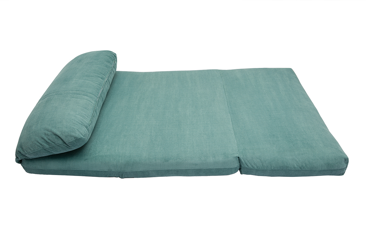 Chauffeuse convertible 2 places en tissu velours c�tel� vert c�ladon SPENCER