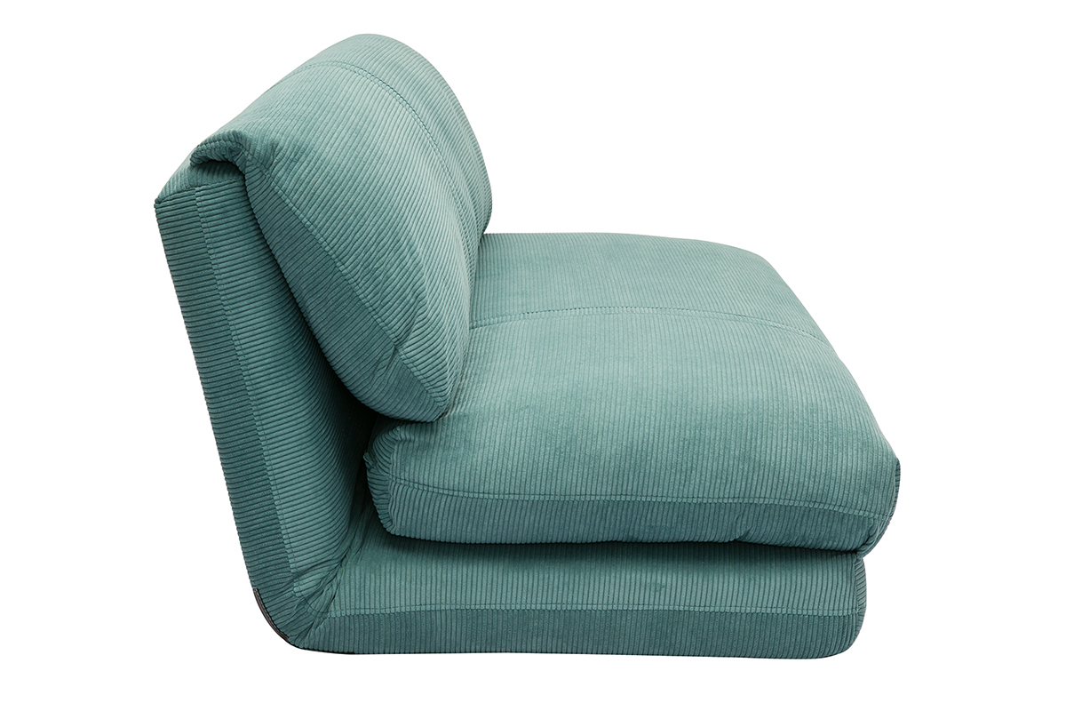Chauffeuse convertible 2 places en tissu velours c�tel� vert c�ladon SPENCER