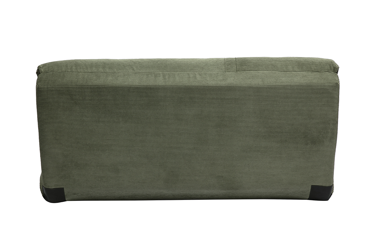 Chauffeuse convertible 2 places en tissu velours c�tel� vert kaki SPENCER
