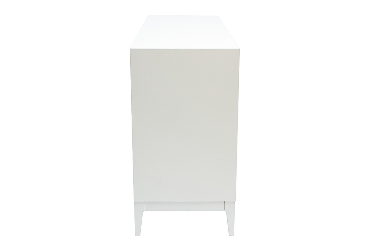 Commode blanche mat et m�tal dor� 6 tiroirs L120 cm GIANA