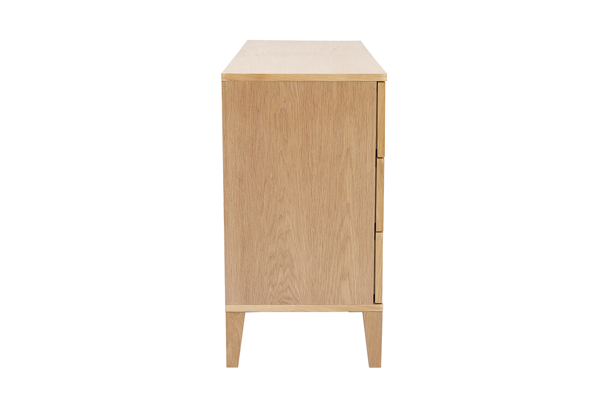 Commode en bois clair ch�ne 6 tiroirs L120 cm FREDDY