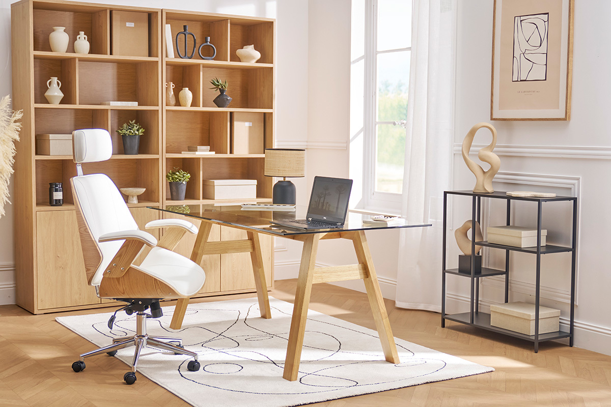 Console ouverte design en m�tal noir L80 cm PODIUM
