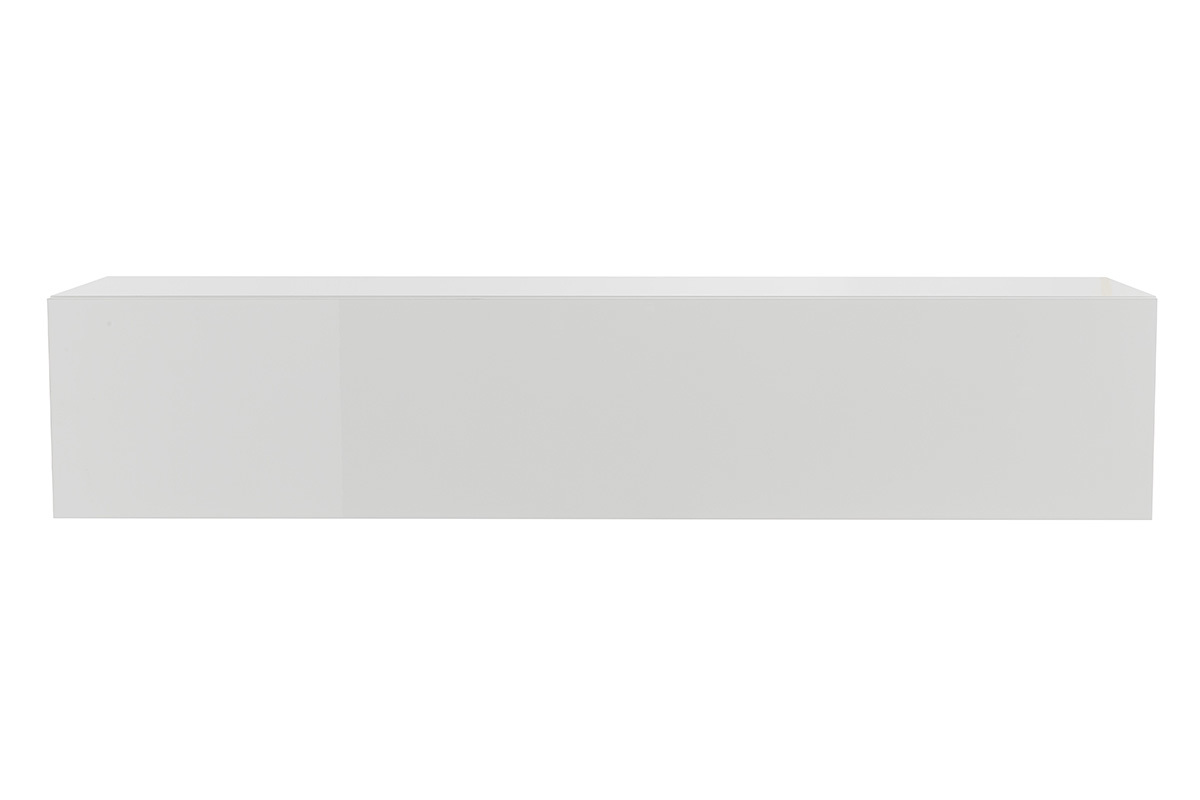 �l�ment mural TV horizontal blanc laqu� brillant L137.5 cm ETERNEL
