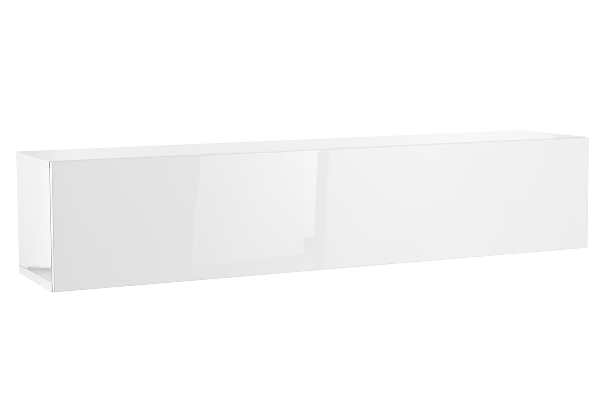 �l�ment mural TV horizontal blanc laqu� brillant L137.5 cm ETERNEL