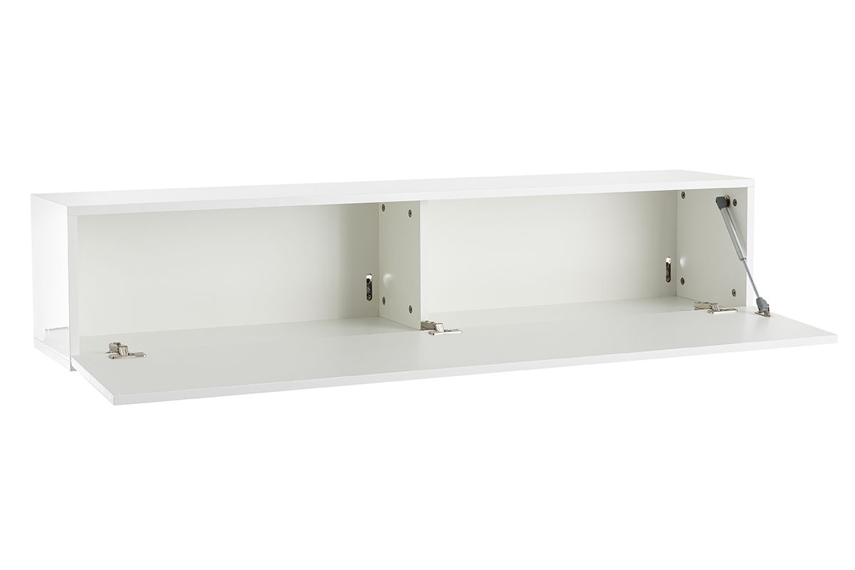 �l�ment mural TV horizontal blanc laqu� brillant L137.5 cm ETERNEL