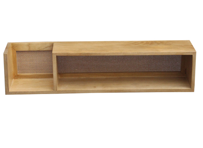 Etag&egrave;re murale en bois manguier massif et cannage rotin L90 cm ACANGE