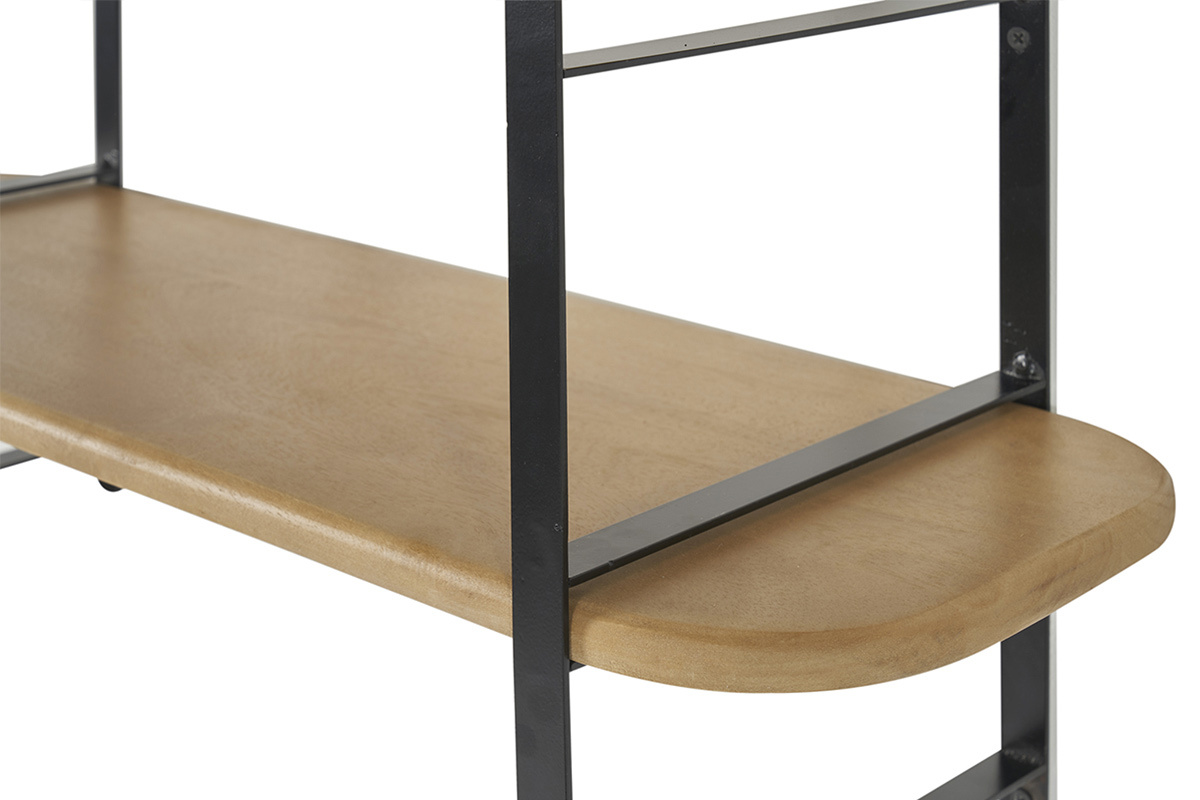�tag�re murale en bois manguier massif et m�tal noir L70 cm AKINA