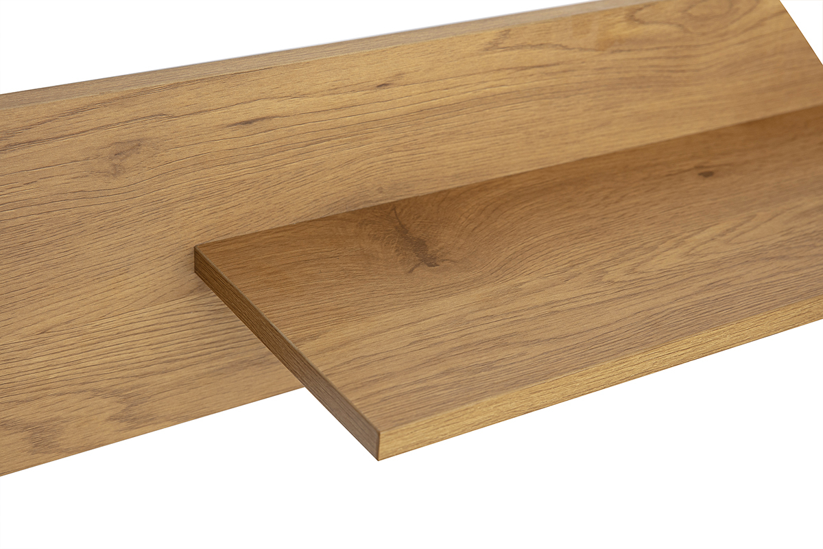 �tag�re murale CIME en bois clair ch�ne, vue de dessus avec un plateau flottant