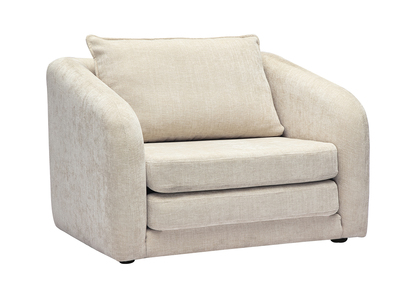 Fauteuil convertible en tissu effet velours textur&eacute; beige MAHAUT