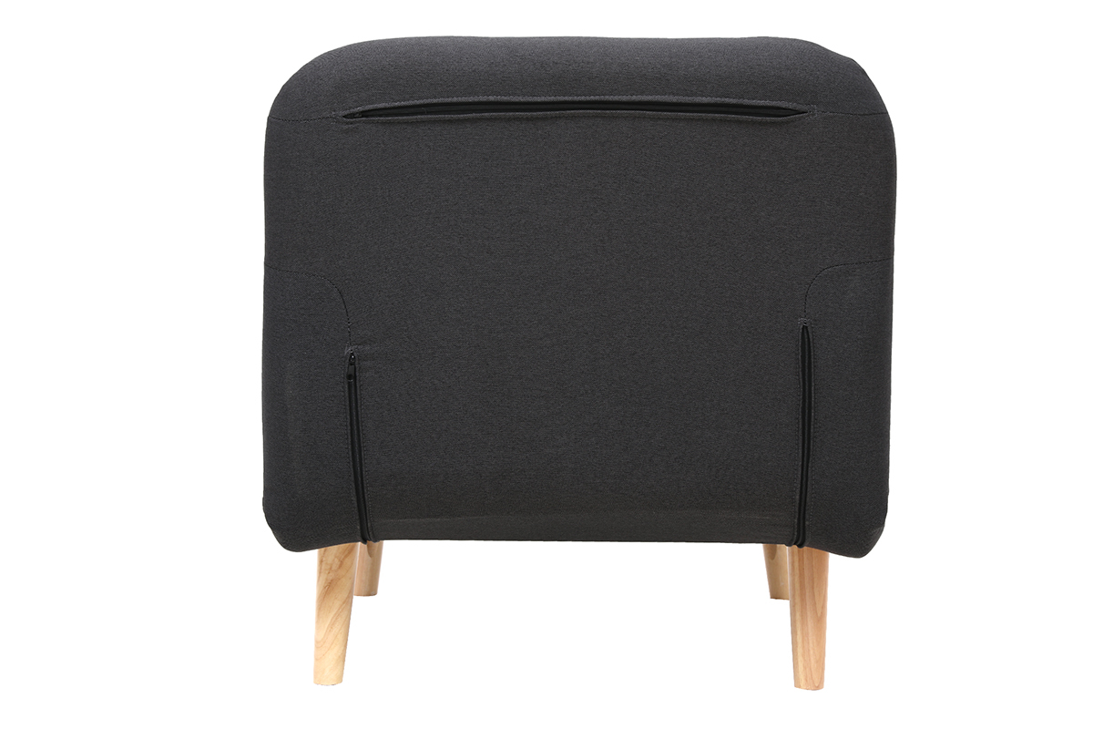 Fauteuil convertible scandinave en tissu gris fonc� et bois clair AMIKO