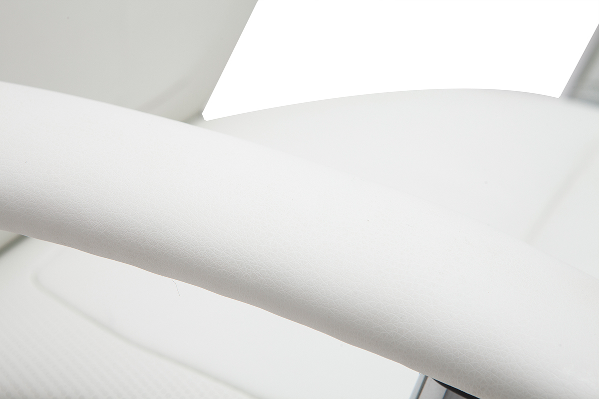 Fauteuil de bureau � roulettes design blanc et acier chrom� WALL STREET