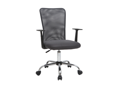 Fauteuil de bureau &agrave; roulettes design en mesh gris et acier chrom&eacute; PLUZ