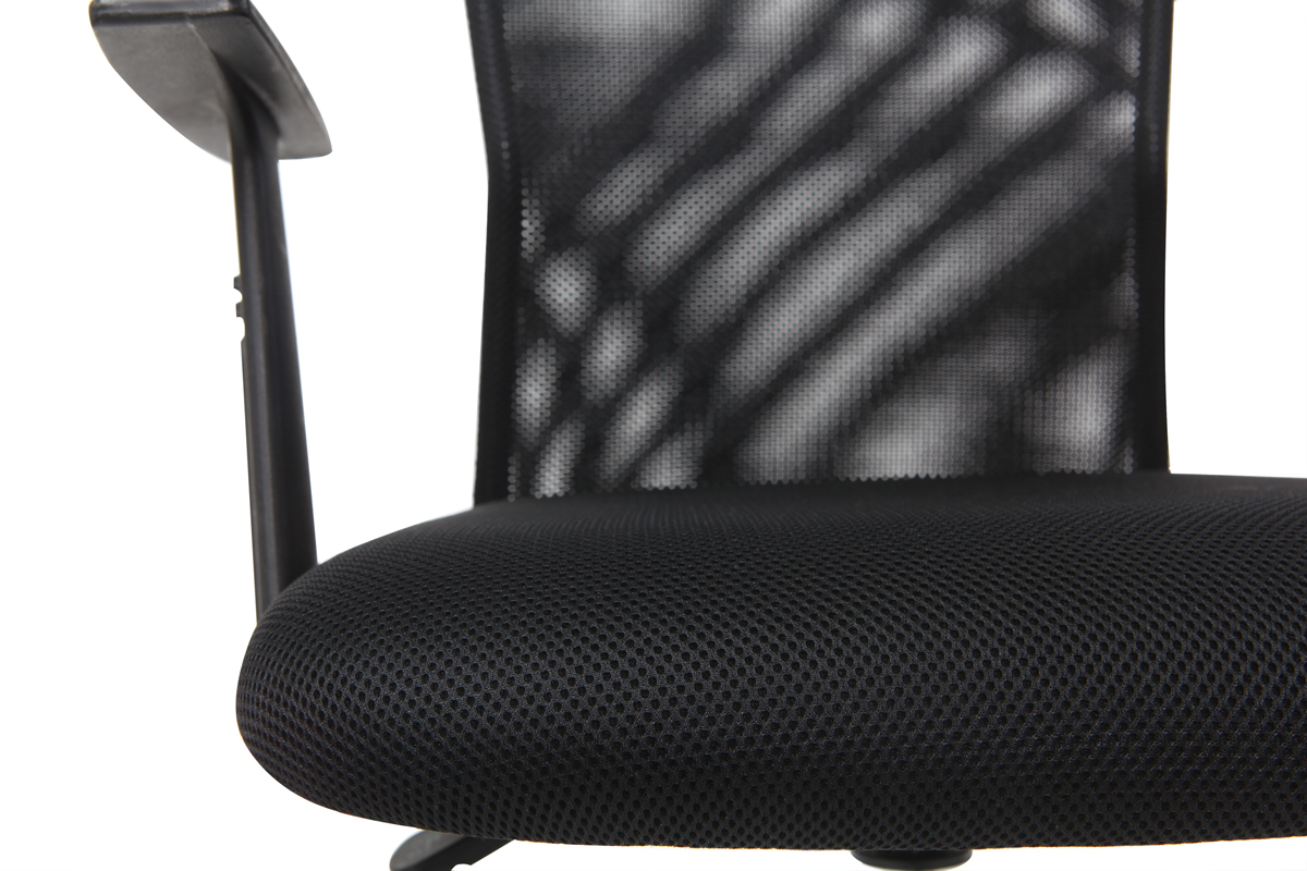 Fauteuil de bureau � roulettes design en mesh noir et acier chrom� PLUZ