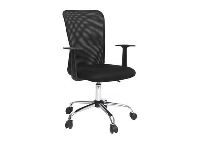 Fauteuil de bureau &agrave; roulettes design en mesh noir et acier chrom&eacute; PLUZ