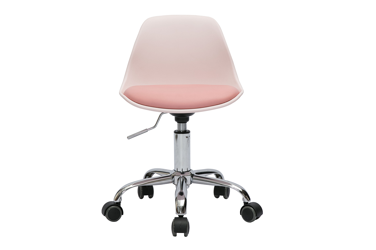 Fauteuil de bureau enfant rose � roulettes STEEVY