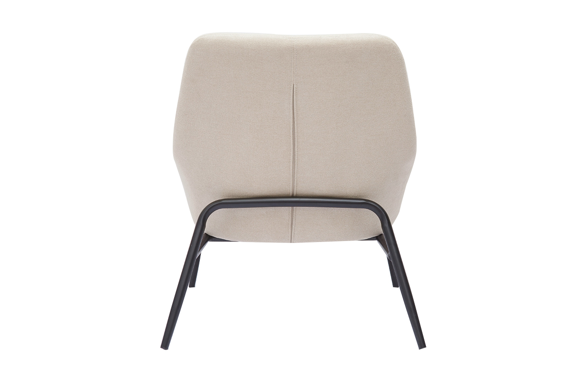 Fauteuil design en tissu effet velours beige et m�tal noir MAXINE