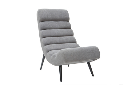 Fauteuil design en tissu effet velours gris et m&eacute;tal noir TAYLOR