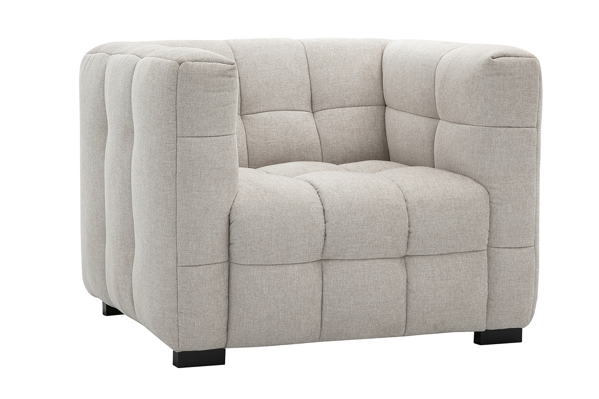Fauteuil design en tissu effet velours textur� beige CORTO